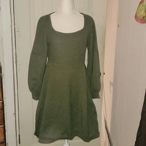 Olive green sweater dress